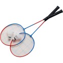 Zestaw do badmintona, 2 rakiety ze stalowymi ramami i plastikowymi rączkami, 2 lotki, czarny pokrowiec z paskiem na ramię