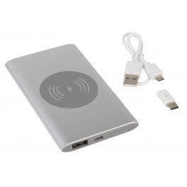 Powerbank WIRELESS POWER, srebrny